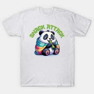 Snack Attack - Cozy Cute Funny Panda T-Shirt